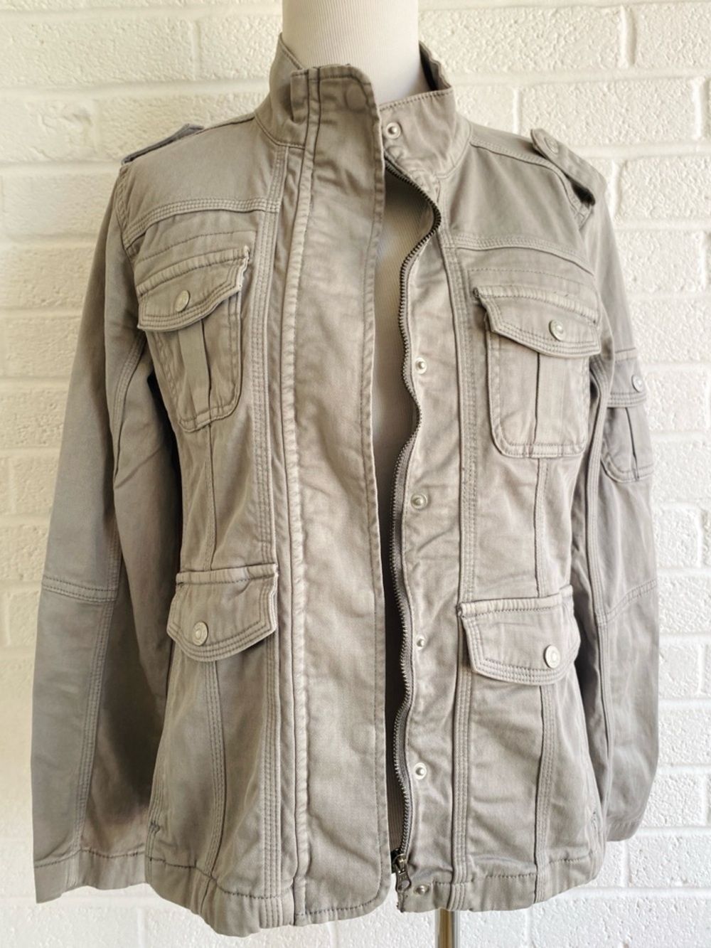 kensie Jeans Lightweight Utility Jacket
Canvas Military Field Jacket Small Gray